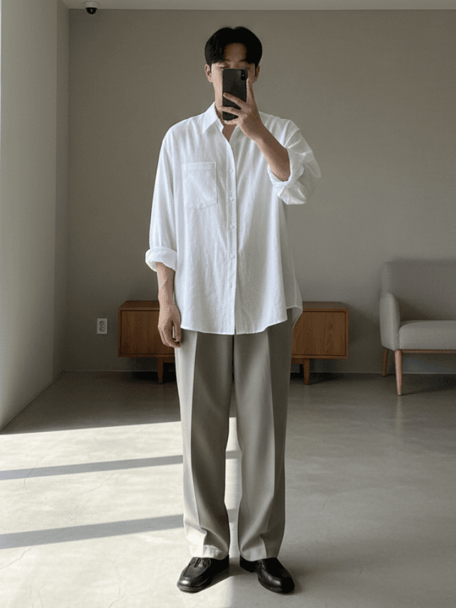 Kemeja Putih dan Celana Bahan Pria